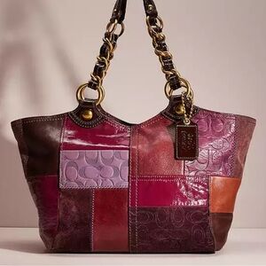 Vintage Coach Elegant Patchwork Leather Shoulder Bag style #12497.